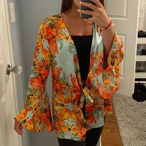AUM-COUTURE Floral Silk Cardigan